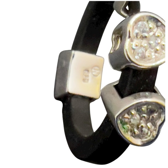 Estate Sterling Silver Sliding Heart Charm Ring Black Uncleaned & Unresearched - Picture 9 of 16